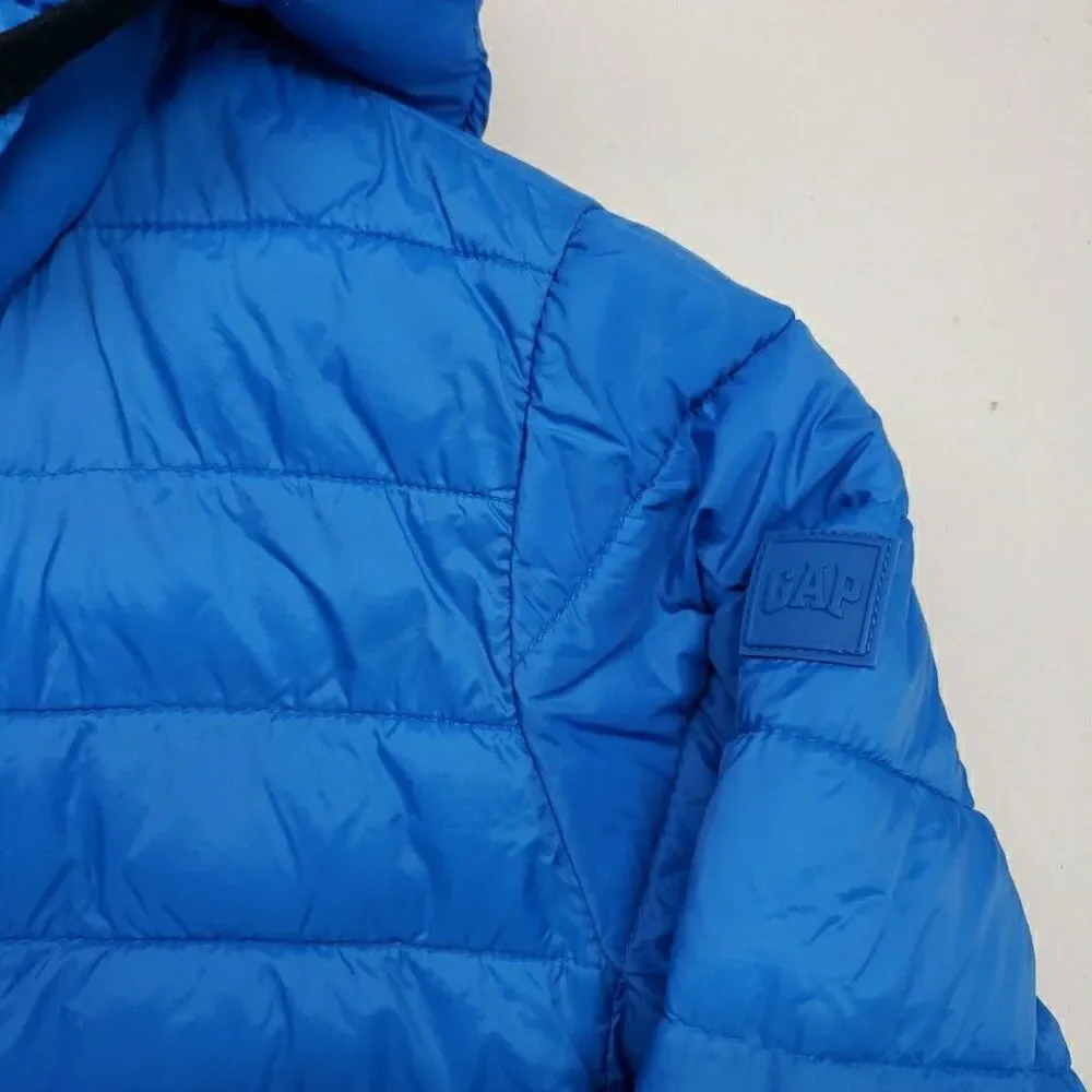 Gap Kids Medium 8 Puffer Jacket Hooded Blue Primaloft Cold Control Lightweight - Picture 5 of 11